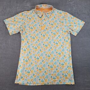PINS & ACES Mens Pineapple Print Golf Polo Shirt Short Sleeve Size Medium